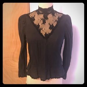 Goth Lolita style cotton and lace blouse